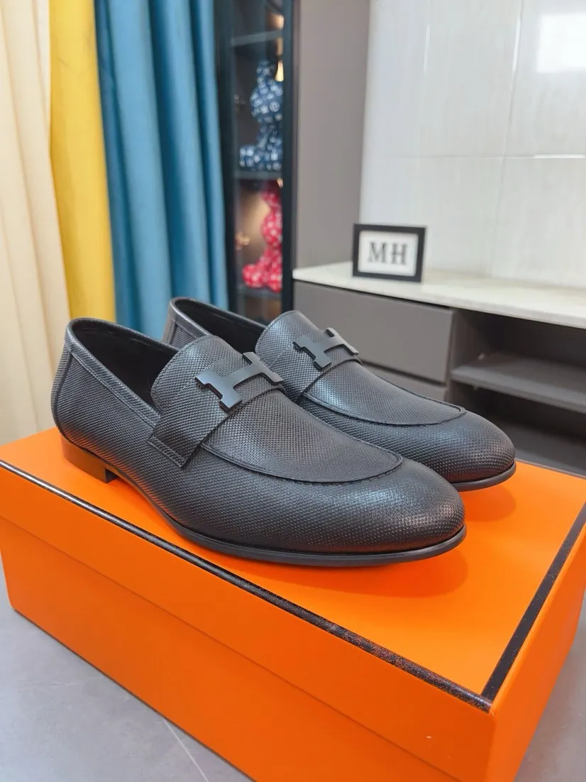 Men's shoes 💰560🌹🌹Niuli "HERMES" Hermès business leather shoes, original factory configuration, original imported cowhide upper + luxury hardware logo + fully imported original customized cowhide lining, sole: rubber wear-resistant outsole, difficult craftsmanship, original factory follow-up goods, 🔍🔍high quality code number: 38-44 45 can be customized